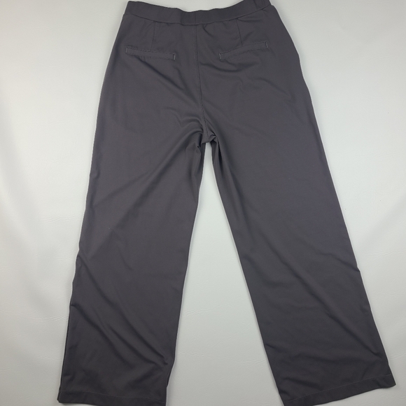 Women’s sz Large Charcoal Gray Wide Leg Pants Relaxed Fit Career Casual Loose - Picture 7 of 12